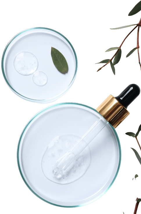 Berare formulation lab — dropper and botanical ingredients
